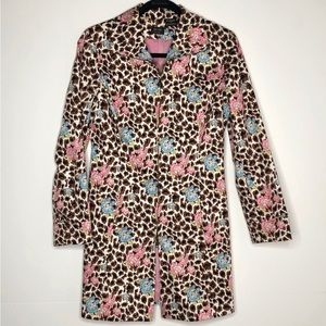 NICOLE MILLER Trench Coat Leopard Floral Print